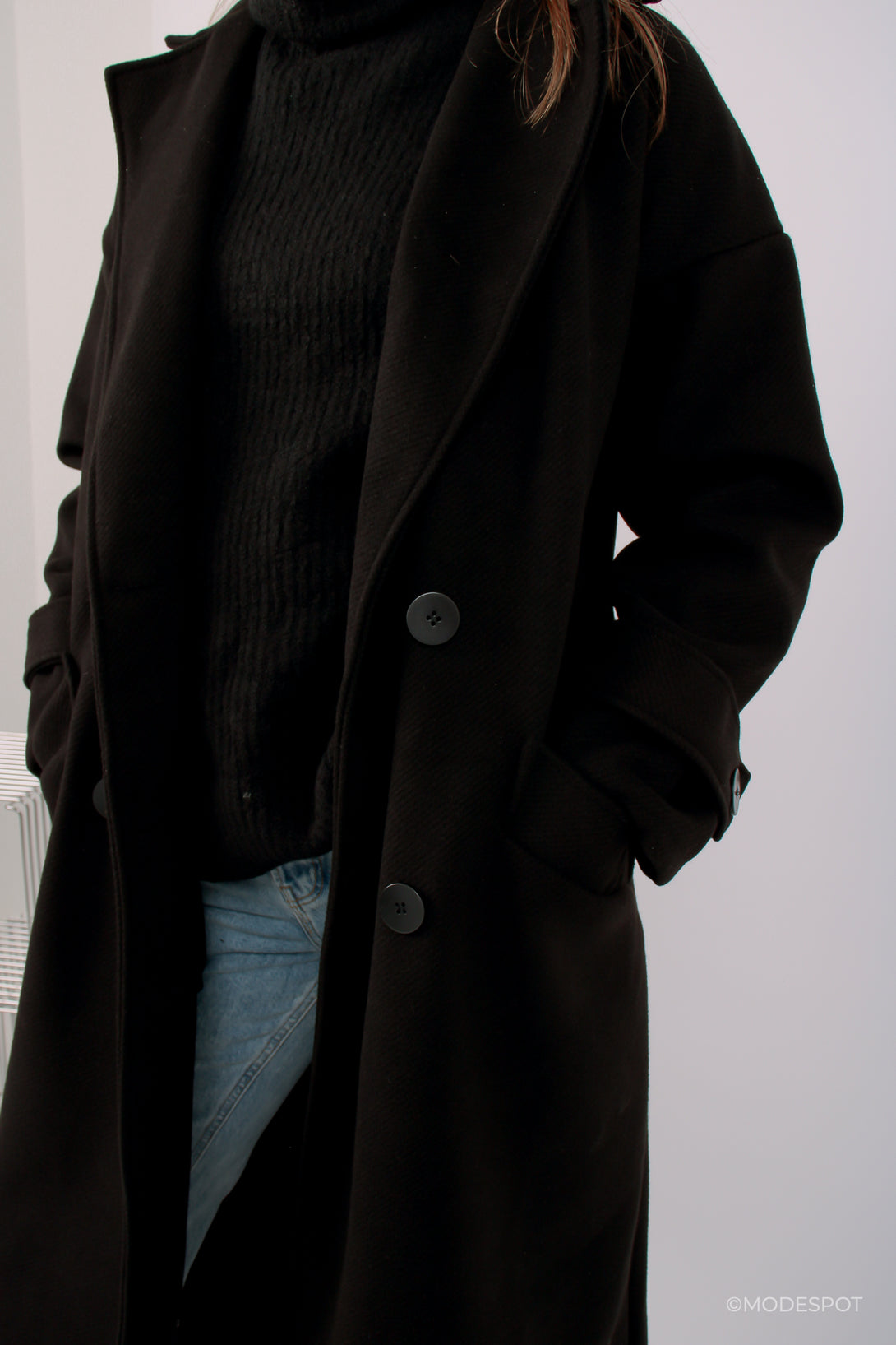 Lange mantel zwart